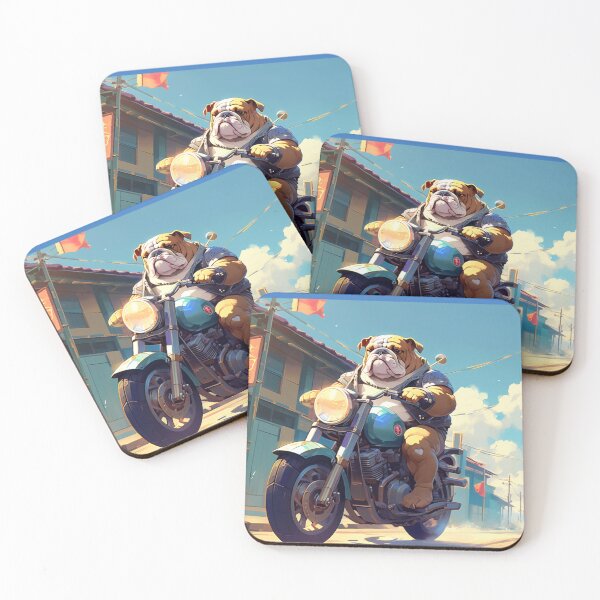 Item preview, BULL DOG AND MOTORCYCLE designed and sold by AmazingBackDrop.
