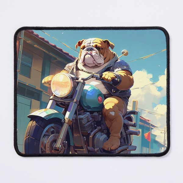 Item preview, BULL DOG AND MOTORCYCLE designed and sold by AmazingBackDrop.