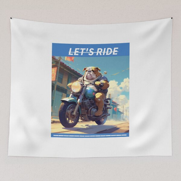 Item preview, BULL DOG AND MOTORCYCLE designed and sold by AmazingBackDrop.