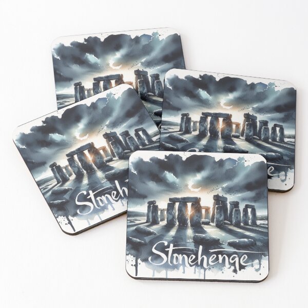 Item preview, Cloudy Water Colour Stonehenge with Sunset designed and sold by Gaborai.