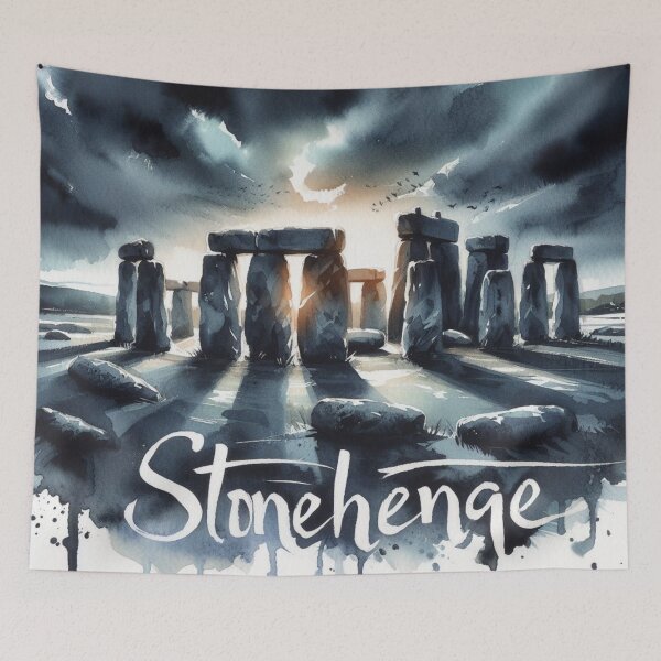 Item preview, Cloudy Water Colour Stonehenge with Sunset designed and sold by Gaborai.