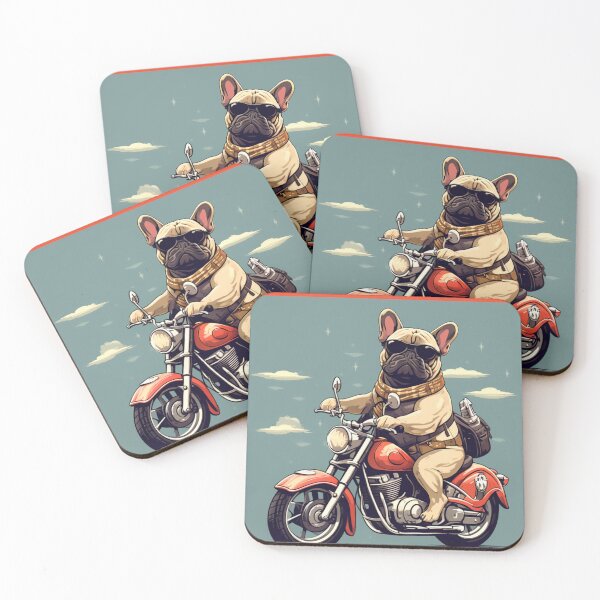 Item preview, FRENCH BULLDOG AND MOTORCYCLE designed and sold by AmazingBackDrop.