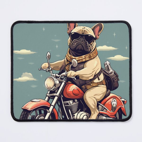 Item preview, FRENCH BULLDOG AND MOTORCYCLE designed and sold by AmazingBackDrop.
