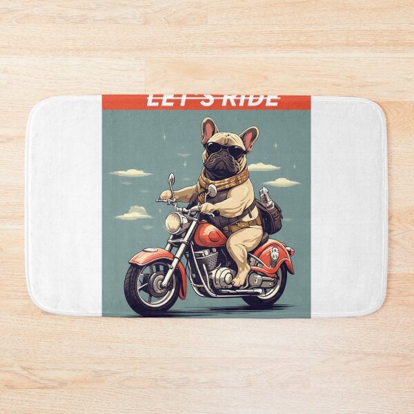 Item preview, FRENCH BULLDOG AND MOTORCYCLE designed and sold by AmazingBackDrop.