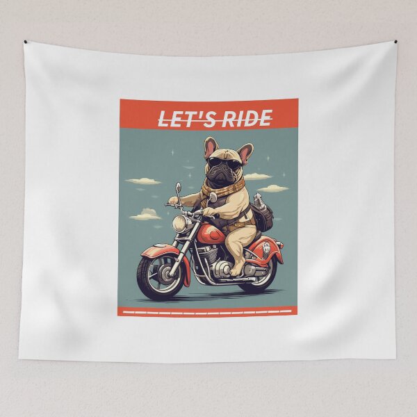 Item preview, FRENCH BULLDOG AND MOTORCYCLE designed and sold by AmazingBackDrop.