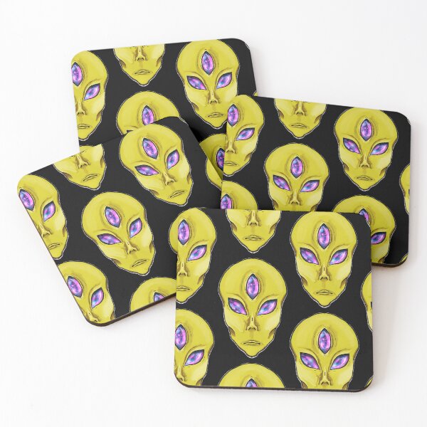 Item preview, Yellow 3 galaxy eyed alien designed and sold by Bailey Swinney.