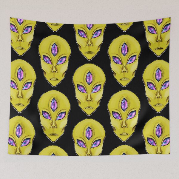 Item preview, Yellow 3 galaxy eyed alien designed and sold by Bailey Swinney.