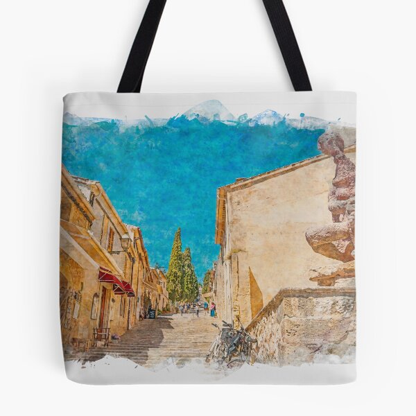 Item preview, Calvari Steps Pollensa Mallorca Watercolour Effect designed and sold by GG WALL ART.