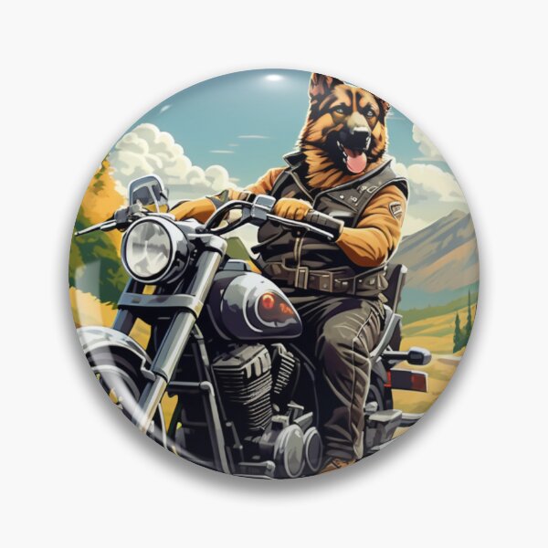 Item preview, GERMAN SHEPHERD AND MOTORCYCLE designed and sold by AmazingBackDrop.