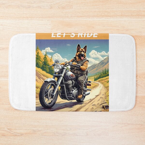 Item preview, GERMAN SHEPHERD AND MOTORCYCLE designed and sold by AmazingBackDrop.