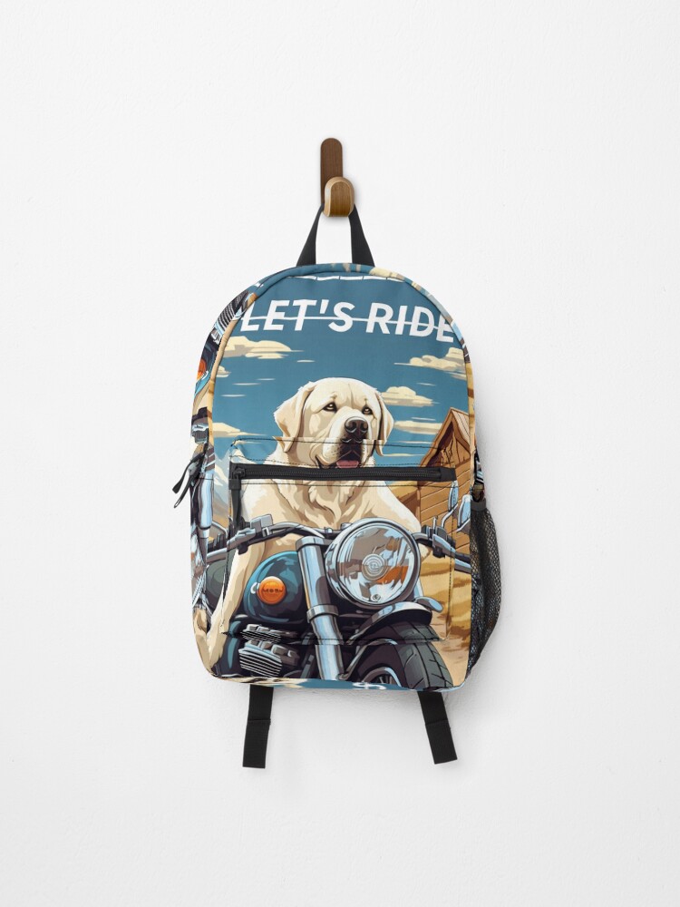 Thumbnail 1 of 3, Backpack, LABRATOR AND MOTORCYCLE designed and sold by AmazingBackDrop.