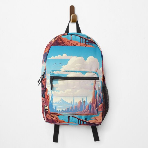 Item preview, Vibrant Canyon Cityscape: Futuristic Metropolis Dawn designed and sold by ArtComixHaven.