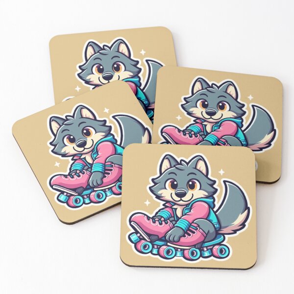 Item preview, Adorable Wolf Cub on Skates designed and sold by StickerStudio27.