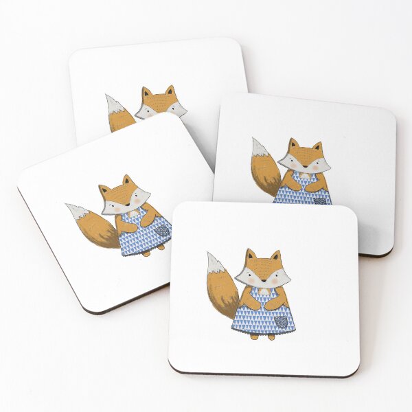 Item preview, Sweet orange fox in a blue dress designed and sold by Pixel & Petal Co..