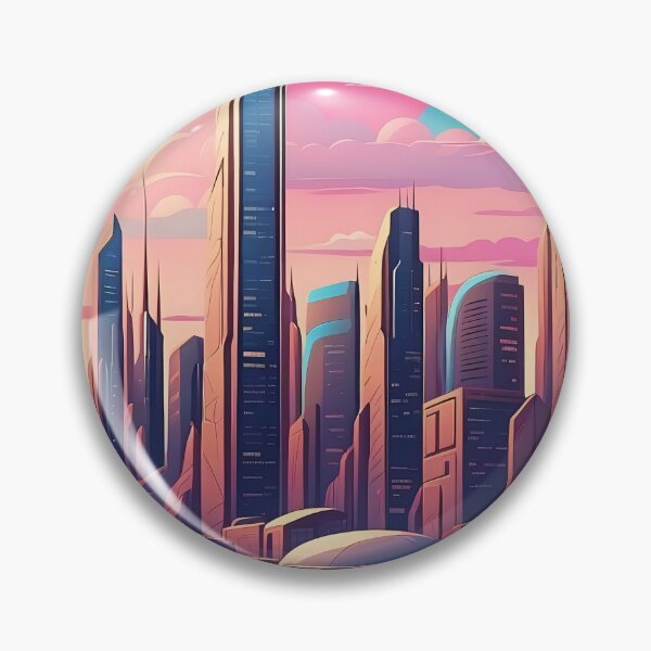 Item preview, Crimson Dawn Over Futuristic Cityscape Illustration designed and sold by ArtComixHaven.