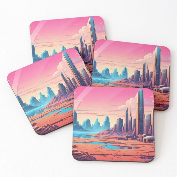 Item preview, Crimson Dawn Over Futuristic Cityscape Illustration designed and sold by ArtComixHaven.