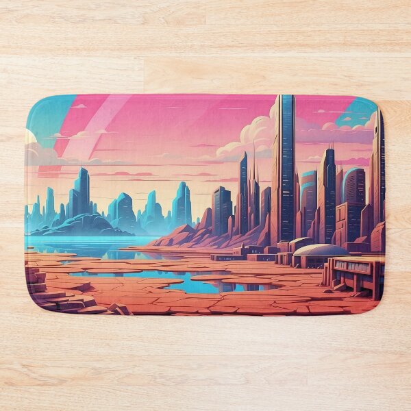 Item preview, Crimson Dawn Over Futuristic Cityscape Illustration designed and sold by ArtComixHaven.