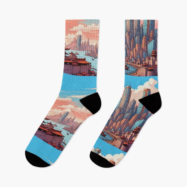 Item preview, Traditional Meets Modern in Riverside City Illustration designed and sold by ArtComixHaven.