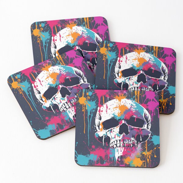 Item preview, Colorful Paint Splattered Skull designed and sold by Artsy-Appeal.