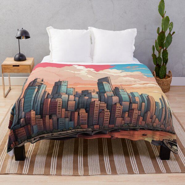 Item preview, Sunset Serenity Over Urban Waterfront Metropolis designed and sold by ArtComixHaven.
