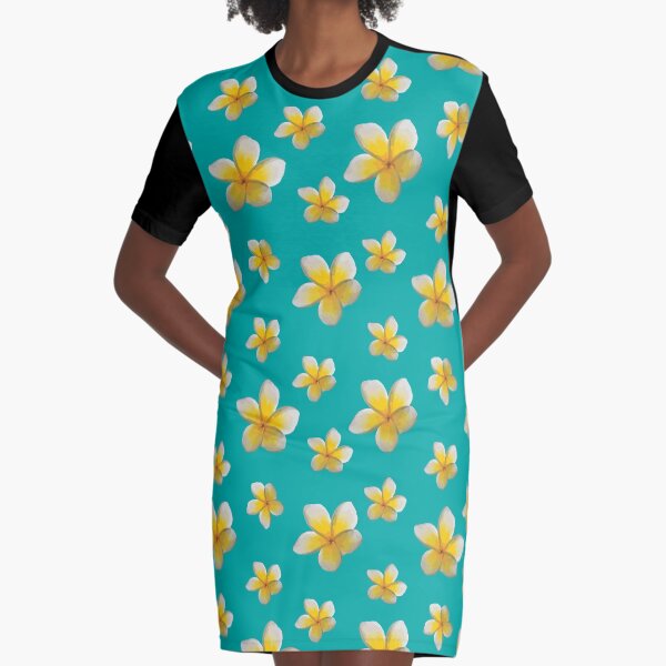 Frangipani —Yellow Graphic T-Shirt Dress