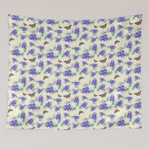 Item preview, Juniper berry pattern with butterflies designed and sold by Marga Hogenhuis-Flokstra.