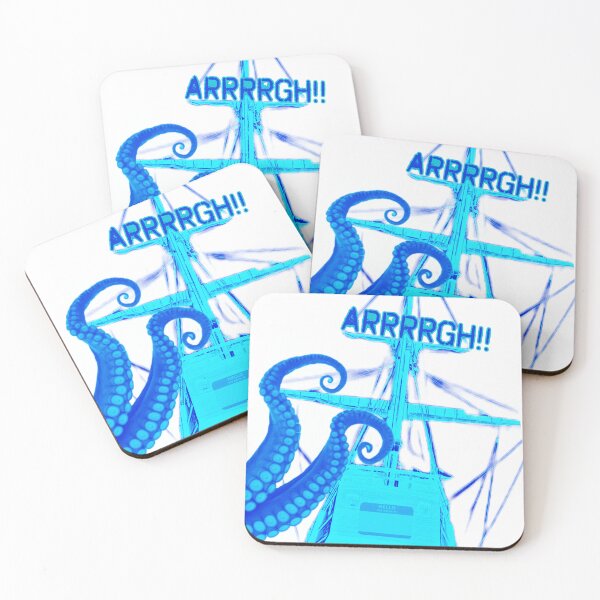 Item preview, Name tag version: Pirate ship design with name tag, deep blue, and Bahama blue designed and sold by TheBruce77.