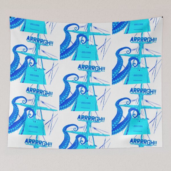 Item preview, Name tag version: Pirate ship design with name tag, deep blue, and Bahama blue designed and sold by TheBruce77.