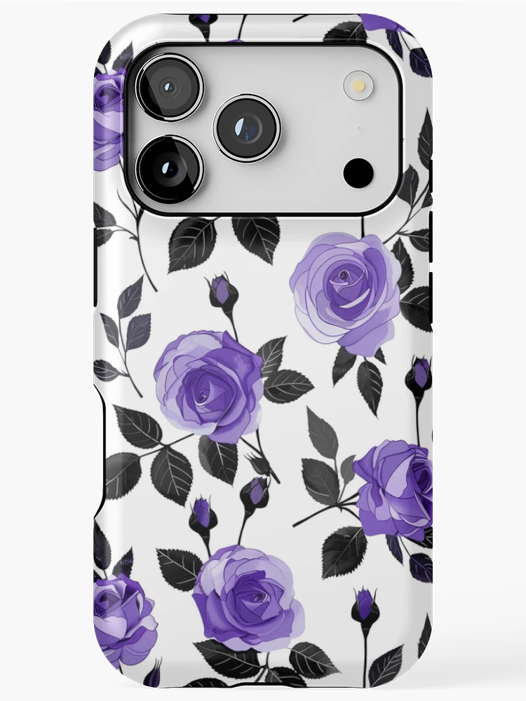 Thumbnail 1 of 4, iPhone Case, Purple Roses Pattern designed and sold by sheprint.