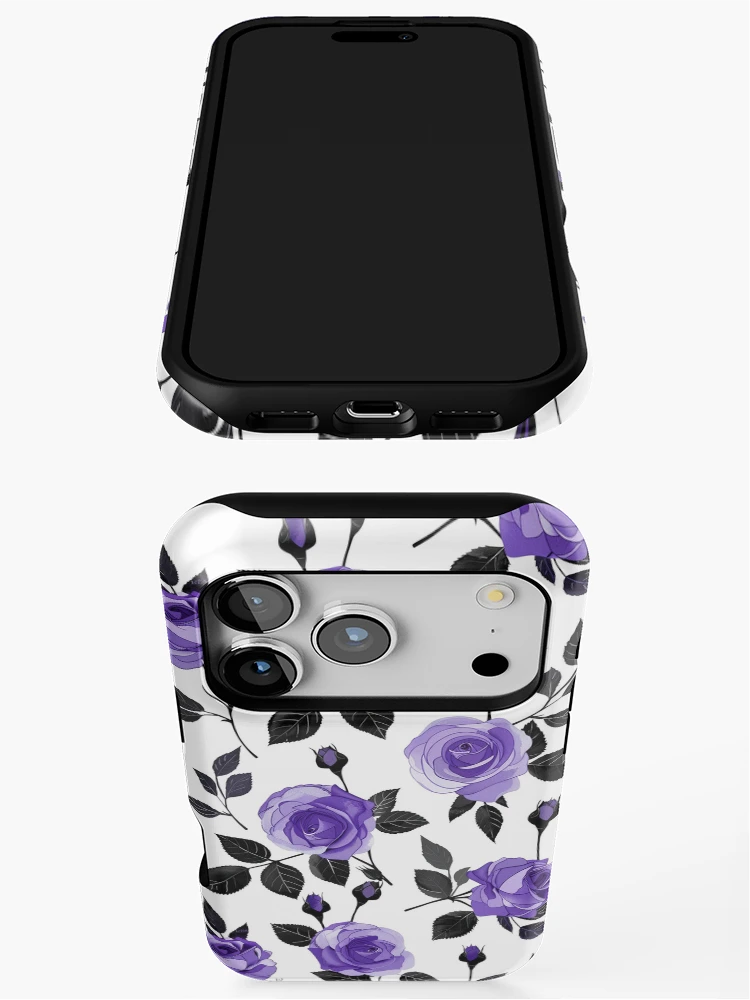 Thumbnail 3 of 4, iPhone Case, Purple Roses Pattern designed and sold by sheprint.