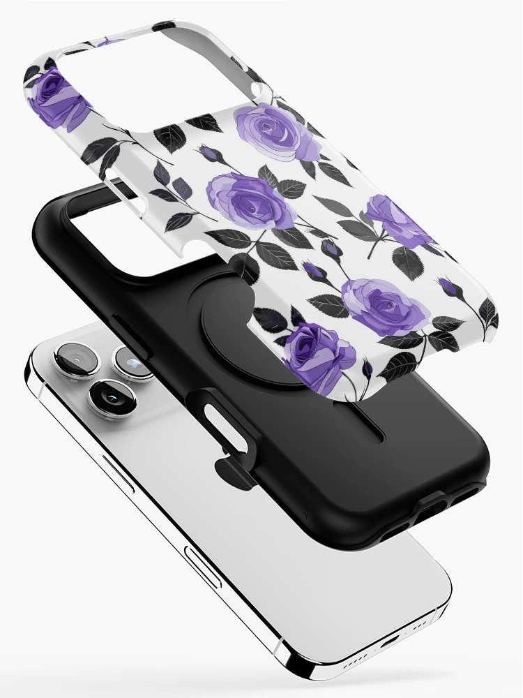 Thumbnail 2 of 4, iPhone Case, Purple Roses Pattern designed and sold by sheprint.