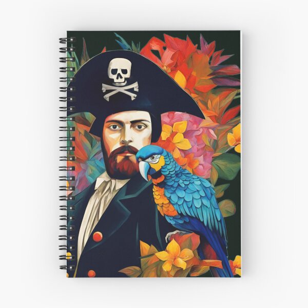 Item preview, Pirate of the Caribbean with parrot among tropical leaves and flowers.  designed and sold by Natalia-Vlad.