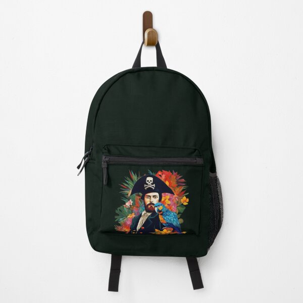 Item preview, Pirate of the Caribbean with parrot among tropical leaves and flowers. designed and sold by Natalia-Vlad.
