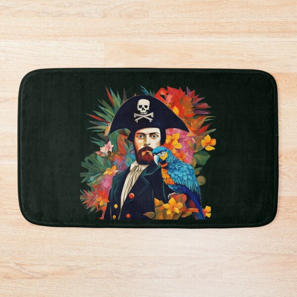 Item preview, Pirate of the Caribbean with parrot among tropical leaves and flowers.  designed and sold by Natalia-Vlad.