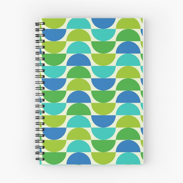 Item preview, Mid Century Geometric Half Circles Pattern in Green, Teal and Blue  designed and sold by Yasminepatterns .