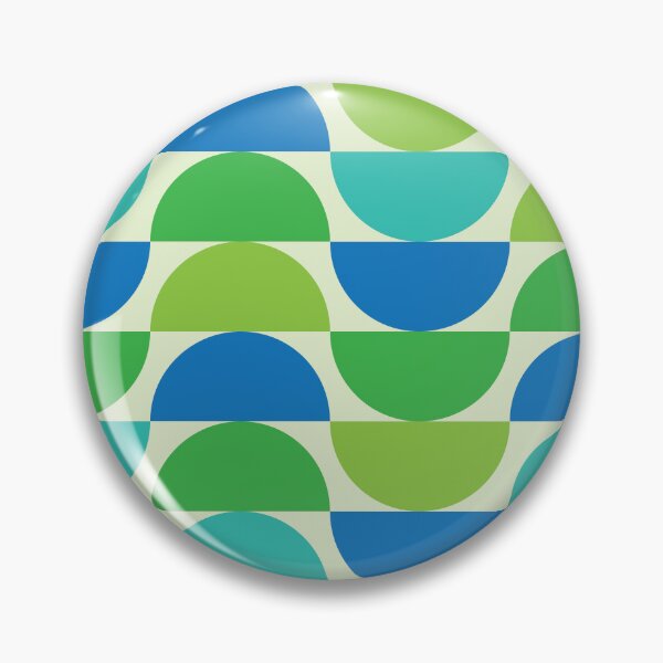 Item preview, Mid Century Geometric Half Circles Pattern in Green, Teal and Blue  designed and sold by Yasminepatterns .