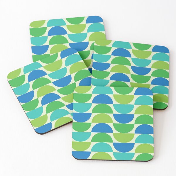 Item preview, Mid Century Geometric Half Circles Pattern in Green, Teal and Blue  designed and sold by Yasminepatterns .