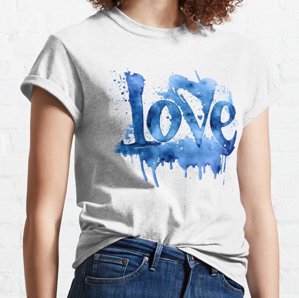 Item preview, Love - Blue Lettering Watercolor Paint Design designed and sold by Robert Biedermann.