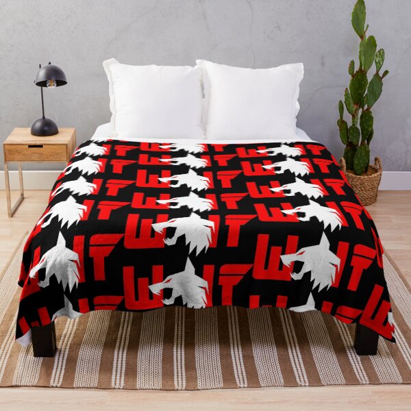 Item preview, White wolf with red eyes and red letters designed and sold by the Zarock Shop.