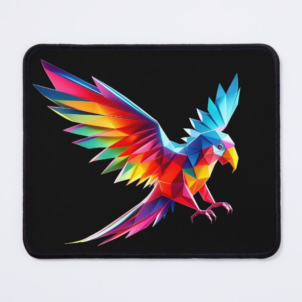 Item preview, Multicolored parrot origami geometric 3d neon, 3D polygonal illustration designed and sold by CutOriginalArt.