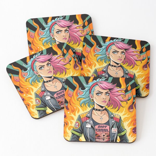 Item preview, Flames of Rebellion,Riot Grrrl illustration designed and sold by AgarutanPrint.