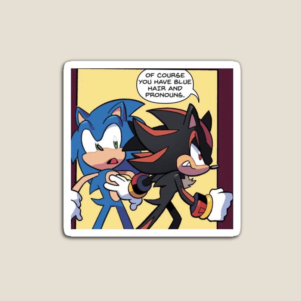 Blue Hair and Pronouns Sonic and Shadow the Hedgehog Meme