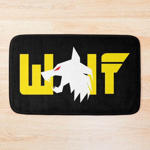 Item preview, White wolf with red eyes and Yellow letters designed and sold by the Zarock Shop.