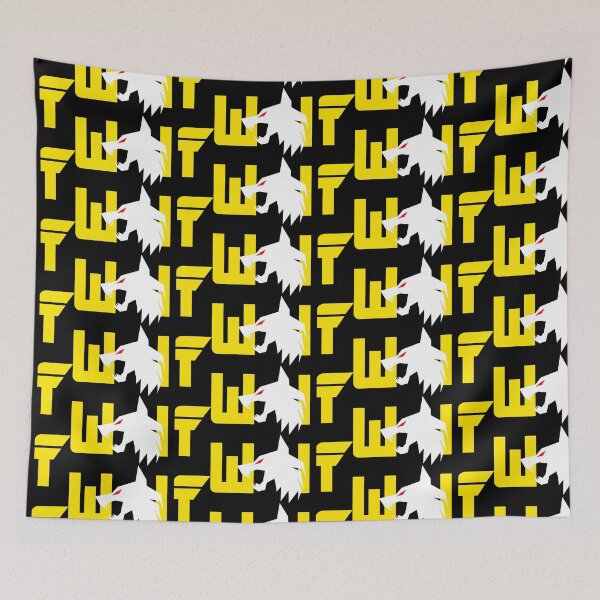Item preview, White wolf with red eyes and Yellow letters designed and sold by the Zarock Shop.