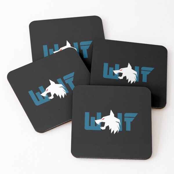 Item preview, White wolf with red eyes and blue letters designed and sold by the Zarock Shop.