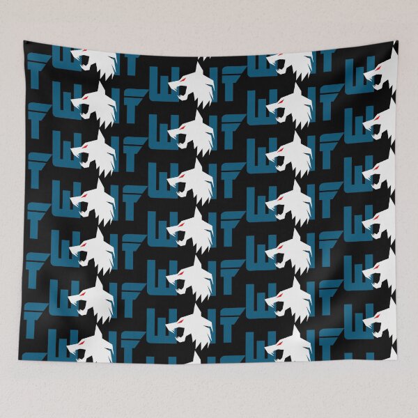 Item preview, White wolf with red eyes and blue letters designed and sold by the Zarock Shop.