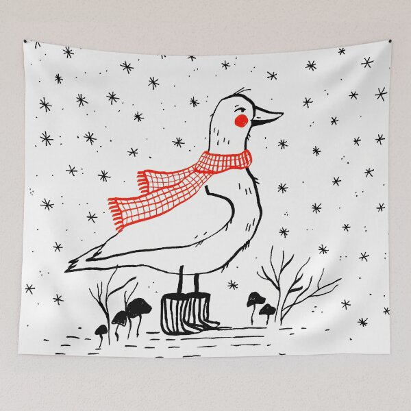 Item preview, Cute white duck in winter designed and sold by iulimade art.