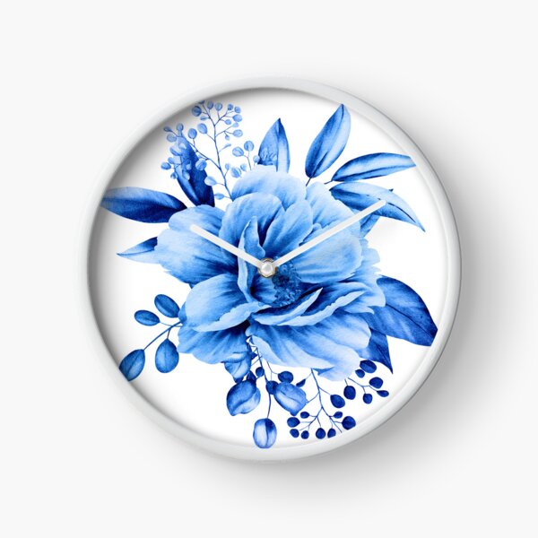 flower-bouquets-blue-denim-design-print Uhr