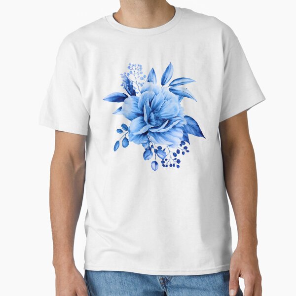 flower-bouquets-blue-denim-design-print Classic T-Shirt