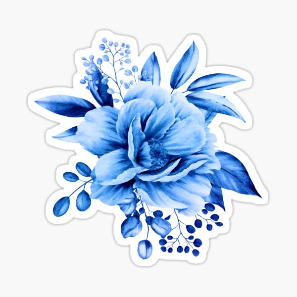 flower-bouquets-blue-denim-design-print Sticker